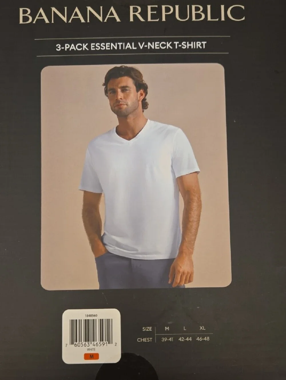 Banana Republic White Men’s V-Neck T-Shirt 3 Pack Cotton